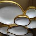 Clustered Serving Bowl, Nine-Grid Design Gold Charcuterie Tray, Elegant Snack Platter, Multipurpose Entertaining Centerpiece for Parties, Appetizers, Nuts, Fruit (White)