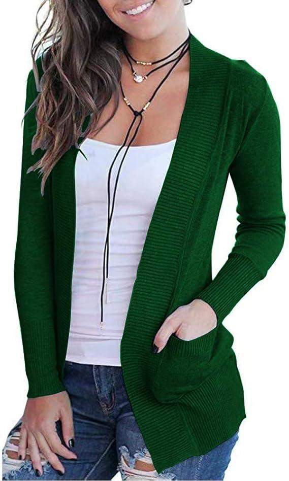Women's Open Front Casual Long Sleeve Knit Classic Sweaters Cardigan with Pockets Size M