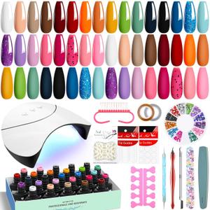 VANREESA 42 Pcs Gel Nail Polish Kit with U V Light 24 Colors Gel Polish Nail Set Glossy & Matte Top Coat Complete Nail Kit with Manicure Tools for All Seasons Gifts for Women Girls (Classic & Stylish Collection)