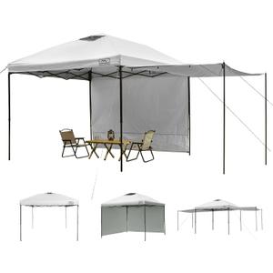 KAMPKEEPER 10x10 Easy Pop Up Canopy Tent with Sidewalls (White, with 2 sidewall)