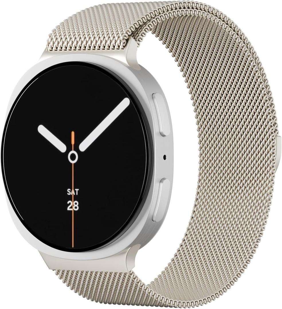 Metal Bands Compatible with Samsung Galaxy Watch 8 Band 40mm 44mm/Watch 8 Classic Band 46mm, Stainless Steel Mesh Loop Magnetic Clasp Wristbands for Galaxy Watch 8/8 Classic (2025) Women Men