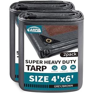 TARPAL tarp 4x6 Feet(2-Pack) Super Heavy Duty Tarps Cover 20mil Waterproof UV Protection Rip and Tear Proof Tarpaulin with Grommets(Grey/Brown)