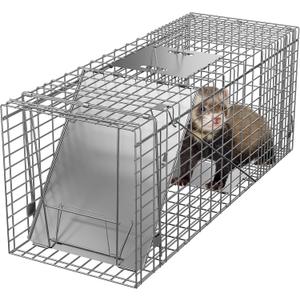 ZENY Live Animal Cage Trap 32" X 12.5" X 12" w/Iron Door Steel Cage Catch Release Humane Rodent Cage for Rabbits, Stray Cat, Squirrel, Raccoon, Mole, Gopher, Chicken, Opossum, Skunk & Chipmunks