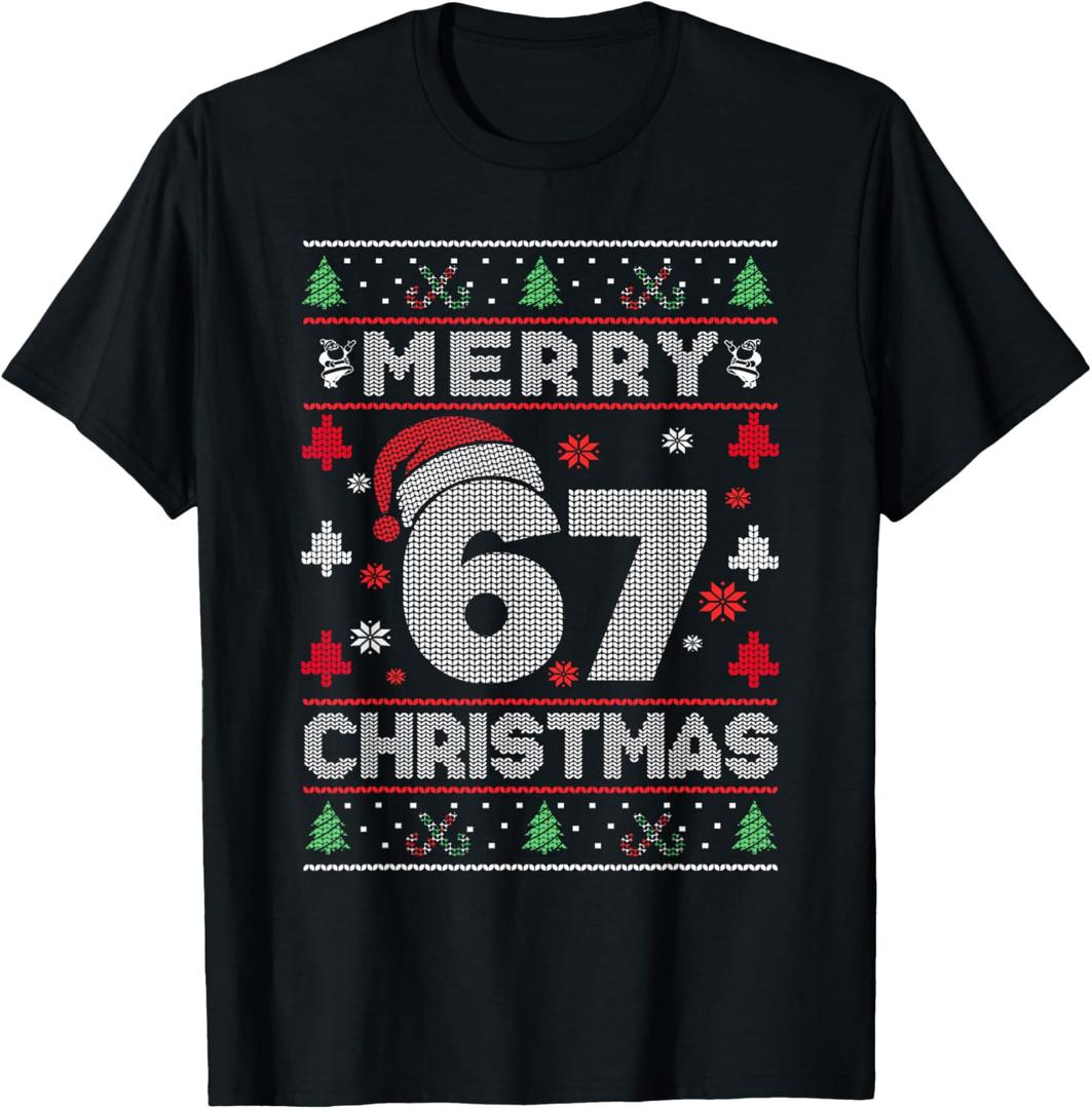 6 7 Six Seven Kids Gen Z Alpha Meme Slang Holiday Christmas Ugly T-Shirt, Kids Size 9-10 Years
