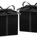 Adecortalk 100Pcs Black Gift Box 2x2x2 inches Gift Candy Box with Ribbons Black Party Favor Boxes for Wedding Baby Shower Birthday Party Sunday School Graduation Bridal Shower Halloween Valentine