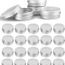 48 Pcs 1 oz Tins Silver Aluminum Tins Cans Top Round Steel tins Cans with Screw Lid Screw Lid Containers