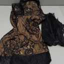 Women Cami Lace Maxi Dress Romantic Long Sleeve Lace Bodycon Dresses Elegant (Large, Black)