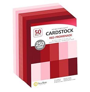 Red Colored Cardstock Thick Paper 50 Sheets, 8.5" x 11" Heavyweight 92lb Cover Card Stock for Crafts and DIY Cards Making