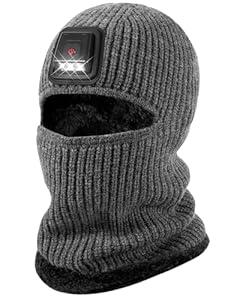 Winter Balaclava Knitted Ski Mask with LED Light - Fleece Lined Full Face Cover Windproof Snow Mask for Skiing, Motorcycling