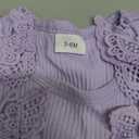 Baby Girl Romper Dress Lace Flowers Baby Dress Romper Infant Fall Winter Festival Clothes with Bow Headband (3-6 Months, Purple)