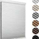 Cordless Blackout Cellular Shades for Windows, Honeycomb Window Shades with Thermal Insulation, Child & Pet Safe Room Darkening Shade, Easy Install, 22" W x 64" H, White