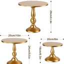 Set of 3 Gold Cake Stands, Metal Round Cake Holder Dessert Pie Pizza Display Stand 8" 10" 12" Serving Tray Decoration for Wedding Celebration Party Birthday Baby Shower