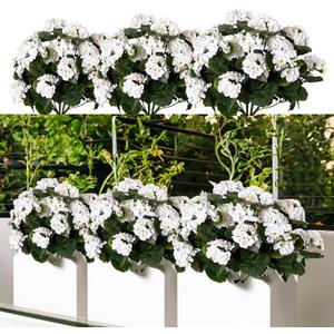 Artificial Flowers for Outdoors with 120 Blooms, Faux Silk Flowers for Outside, UV Resistant Fake Petunias Plants for Hanging Baskets Fence Patio Balcony Garden Cemetery (White)