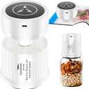 Electric Mason Jar Vacuum Sealer Kit Auto Stop Fully Automatic Fits Wide and Regular Mouth 3 IN 1 Design For Canning Jar And Sous Vide Bags (White)