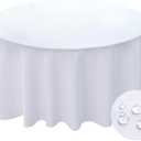 BYDOLL Table Cloth Round 60 Inch Tablecloth Fits Max50 Inch Diameter Tabletop, White Washable Outdoor Winkle and Spillproof Polyester Tablecloths for Round Tables Party Cover