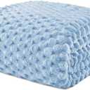 Exclusivo Mezcla Fleece Queen Blanket for Bed, Extra Large Fuzzy Stone Blue Bed Blankets, Soft Cozy Plush Sofa Throws for All Seasons, 90x90 Inches