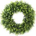 26'' Boxwood Wreath for Front Door, Artificial Boxwood Leaves Wreath for Spring and Summer, Indoor Outdoor Wall, Porch, Window, Farmhouse Home Decor
