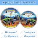 120PCS Monster truck Party Supplies boys kids Themd Party Decorations for birthday Tableware Set Plates Napkin Cups Set for 20 Guests