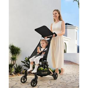 Oneye Travel Stroller for Airplane, Ultra Lightweight Baby Stroller for Toddlers with Canopy, Foldable & Compact Strollers with Jumbo Seat & Large Storage Basket,10.19lb,Stable & One-Hand Fold, Black