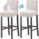 H.VERSAILTEX 100% Waterproof Bar Stool Cover Stretch Counter Stool Pub Chair Slipcover for Dining Room Removable Soft Thick Solid Fleece Fabric Bar Stool Slipcovers Set of 2, Ivory