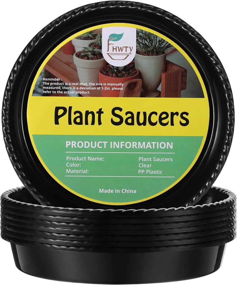 8 Pack of 5'' Plant Saucer Drip Trays, Plant Tray for Indoor and Outdoor Plants, Thicker & Sturdier & Durable Plastic Plant Saucers Plant Accessories Indoor Black