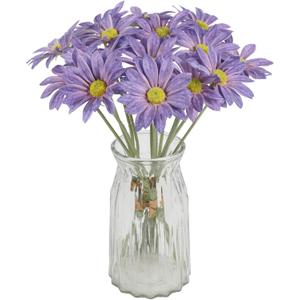 IPOPU 15pcs Daisies Artificial Flowers Faux Purple Daisies Flowers 12" Fake Wildflowers Flower Silk Flowers for Floral Arrangements Wedding Home Garden Decor (Purple)
