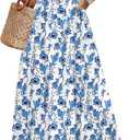Zeagoo Women's Summer Casual Boho Sundress Spaghetti Strap Square Neck Flowy Midi Dresses A Line Beach Dress with Pockets (Large)