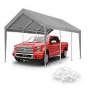 10x20FT Carport Canopy Replacement Cover Heavy Duty Waterproof & UV Protected, All Weather Car Shade Canopy with Ball Bungees (Grey, 10'x20', Frame is not Included)