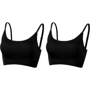 AMRIY Womens Sports Bras for Women Light Support Padded Workout Bras for Women Supportive Seamless Women's Wireless Yoga Bra Black, XL