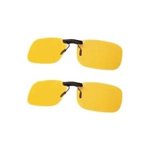 Clip on Polarized Night Vision Glasses Flip up Sunglasses to Wear Over Prescription Glasses for Night Driving 2 Pack