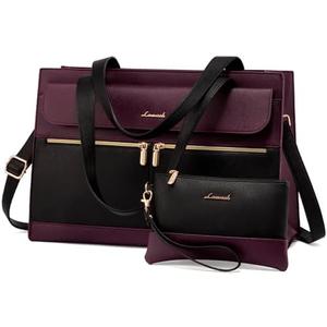 LOVEVOOK Laptop Bag for Women 15.6 Inch Tote Work Professional Leather Computer Briefcase Waterproof Handbag Shoulder Large Capacity Business Teacher Office Crossbody Purse