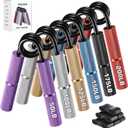Grip Strength Trainer, 6 Pack Grip Strength Trainer Set (50-350LB), No Slip Hand Grip Strengthener, Wrist Forearm Strengthener with Grip Tape for Strength Training, Exercise, Injury Recovery (Purple+Silver+Gold+Blue+Black+Red (50-200 LBS))