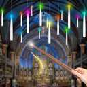 Color Changing Floating Candles with Magic Wand Remote, Holiday Decorations Magical Hanging Candles, 12Pcs Flameless Taper Candle with Multi-Color Battery Operated Window Candles for Party Theme Decor