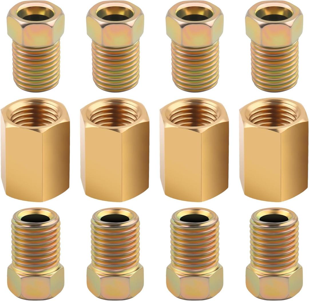 12PCS 3/16" Brake Line Fittings Kit,3/16" Brake Line Unions & Tube Nuts for Double/Inverted Flare Brakes Lines,Brakes Lines Repair Kit for Car/Truck DIY Repair & Maintenance