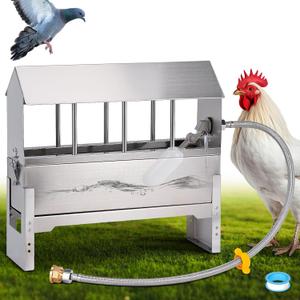 Automatic Chicken Waterer Metal Chicken Water Feeder Stainless Large Chicken Waterer System Auto Poultry Waterer Dispenser with Stand Legs for Pigeon, Duck, Goose, Geese,Quail,Turkeys