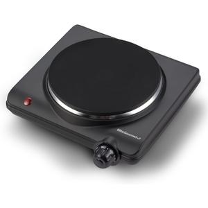 Elite Gourmet Countertop Electric Burner, 1000W Cast Iron Hot Plate, 7 Heat Settings, Portable Cooktop for RV, Dorm, Office & Small Kitchens, Road-Ready & Compact