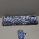 FOPETT Wireless Keyboard and Mouse Combo - 2.4G Full-Sized Cute Colorful Mouse and Keyboard with 104 Round Keys Retro Typewriter Keyboard for Laptop/Windows/PC - Blue Gradient