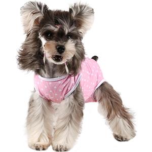 Etdane Dog Diapers Sanitary Panties Pet Period Onesie Surgical Recovery Suit After Surgery Wear for Female Male Dogs (S(Chest Girth: 15.4",Back Length: 11.4"), Pink Polka Dots)