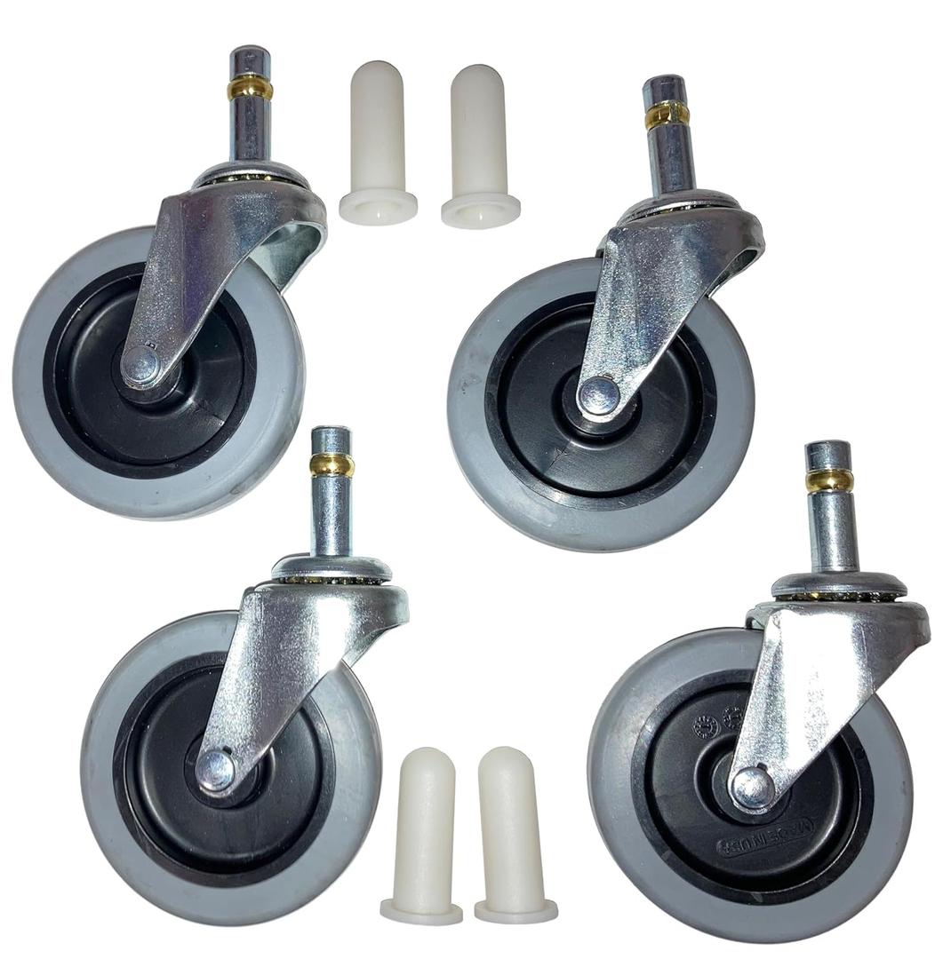 3" (3ARM61) Mop Bucket Replacement Stem Caster Wheels, Set of 4 - Polyurethane Wheels