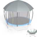 16FT Dome Trampolines Canopy Cover, Heavy Duty 600D Oxford Cloth, Grey Curved Roof Design Prevents Water Pooling（Only Cover (16Ft)