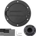 Fuel Filler Door Cap Black Gas Cover Cap Compatible with Jeep Wrangler 2007-2017 JK & Unlimited 2 door and 4 door + US Flag stickers cross bar Accessories Aluminum+ ABS Accessories