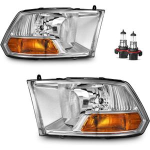 Headlights for 2009-2018 Dodge Ram 1500, 2010-2018 Dodge Ram 2500/3500 (Classic Body Styles Only, Does Not Fit Quad Beam or LED Projector Models) (OE Replacement, Clear Lens I Chrome Housing I Amber Reflector)