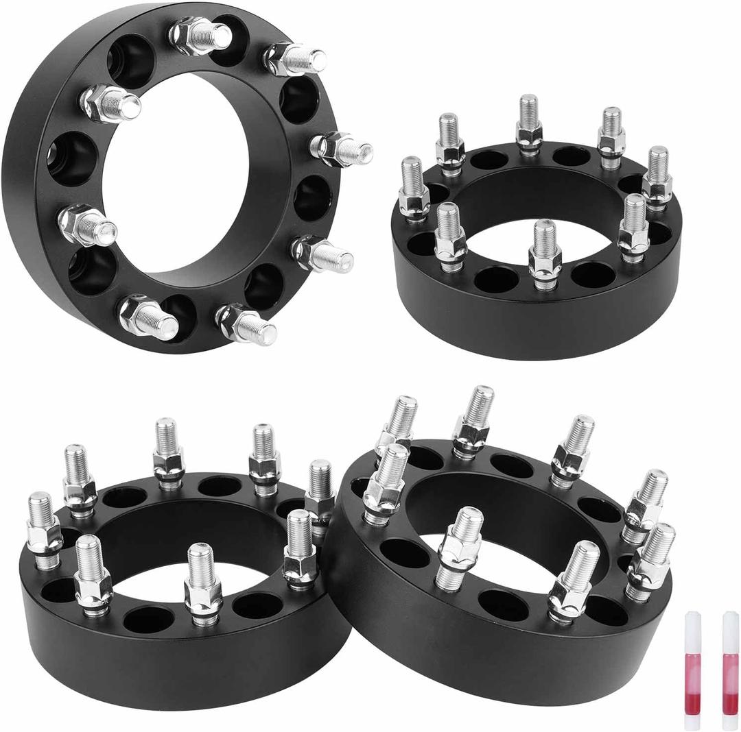 ILONPA 8x6.5 to 8x170 2 inch Wheel Spacers 126.15mm Bore for 1980-1998 Ford F250 F350, 1992-2007 E250 E350 Econoline, 9/16"-18 Studs 8 Lugs Wheel Adapters fits 1995-2010 Dodge Ram 2500 3500, Set of 4