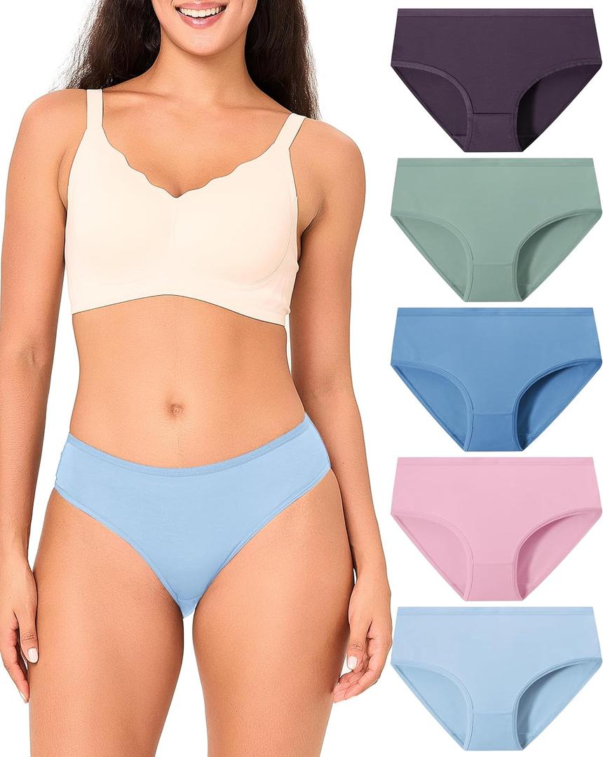 BAMBOO COOL Women's Underwear Briefs for Women Lightweight Ladies Panties Moisture-Wicking Stretchy Soft Breathable 5-pack (S)