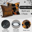 Halloween Pillow Covers 18x18 Set of 2 Throw Pillow Cases Soft Cushion Case Pillowcase for Chair Sofa Bedroom Living Room Home Decor, Cat