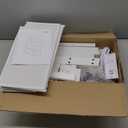 Narrow Side Table for Small Spaces, Skinny End Table with Charging Station, Sofa Beside Table with 2 Fabric Drawers and 1 Open Compartment, Slim Nightstand with USB Ports Outlet, White and Nature Wood