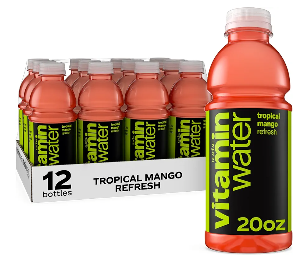 vitaminwater Refresh Tropical Mango Nutrient Enhanced Flavored Water Beverage, 20 fl oz Bottles, 12 Pack (BBD 07/13/26)