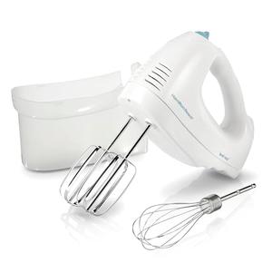 Hamilton Beach 6-Speed Electric Hand Mixer, Traditional Beaters, Snap-On Storage Case, 250 Watts, White