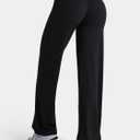 Sunzel Women's Butt Lifting Wide Leg Yoga Pants High Waist Tummy Control No Front Seam Straight Leg Workout Gym Bottoms (Black, L)