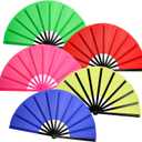 5PCS Large Chinese Folding Fans for Line Dancing, Clacking Fans for Line Dancing, Foldable Handheld Fans, Popping & Clapping Hand Fans Bulk Set (5 Colors)